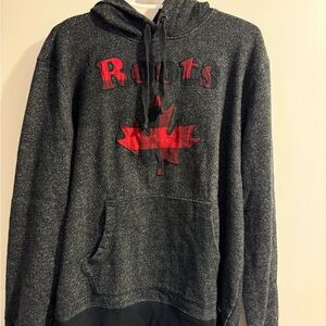 Roots Men's Gray Hoodie with Red Maple Leaf